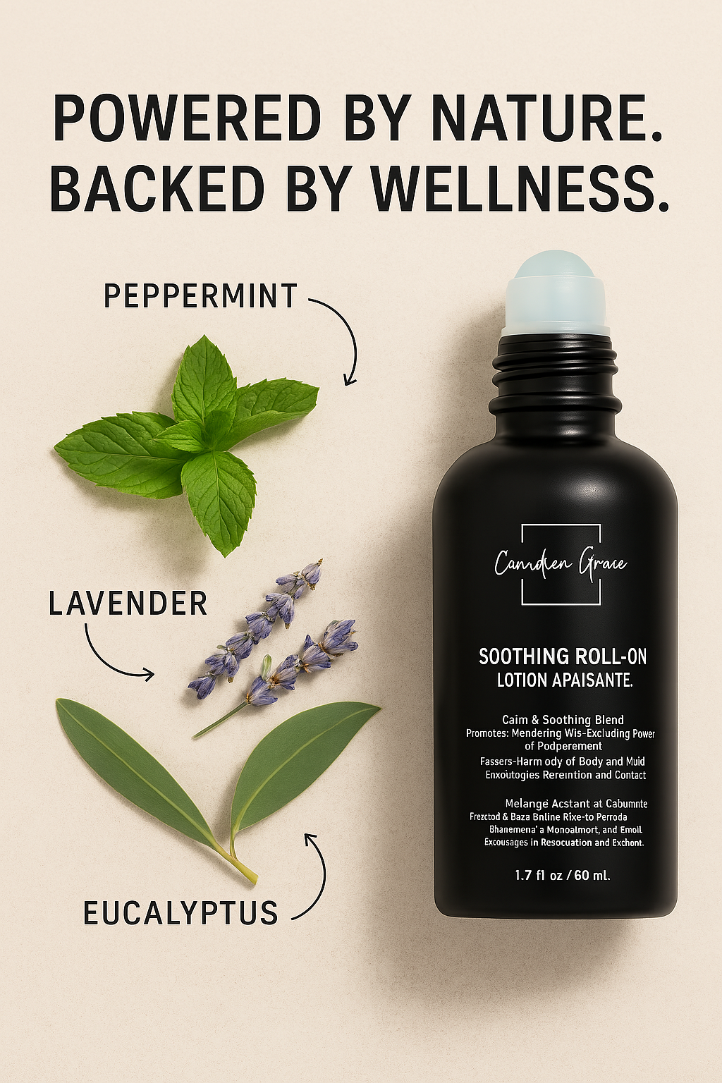 Canadian Grace Soothing Roll-On – 100% Natural Cooling Relief with Peppermint Oil, Menthol & Aloe Vera